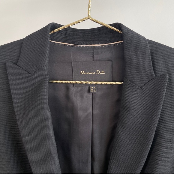 Massimo Dutti Black Slim Fit Suit Blazer - Picture 4 of 6